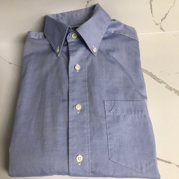 Nautica Men’s Blue 100% Cotton Button Down Dress Shirt Small - Picture 1 of 7